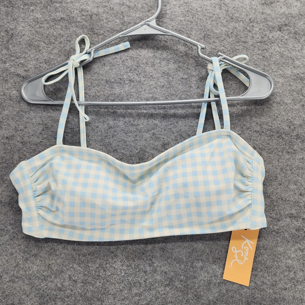 Kona Sol Bikini Top Womens Large 12-14 Swimwear Swim Top Blue Check